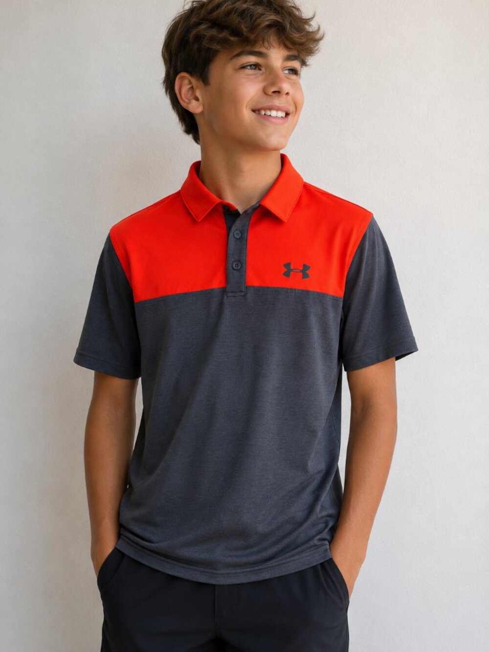 Under Armour HeatGear Youth XL Colorblock Performance Polo Shirt Golfcore